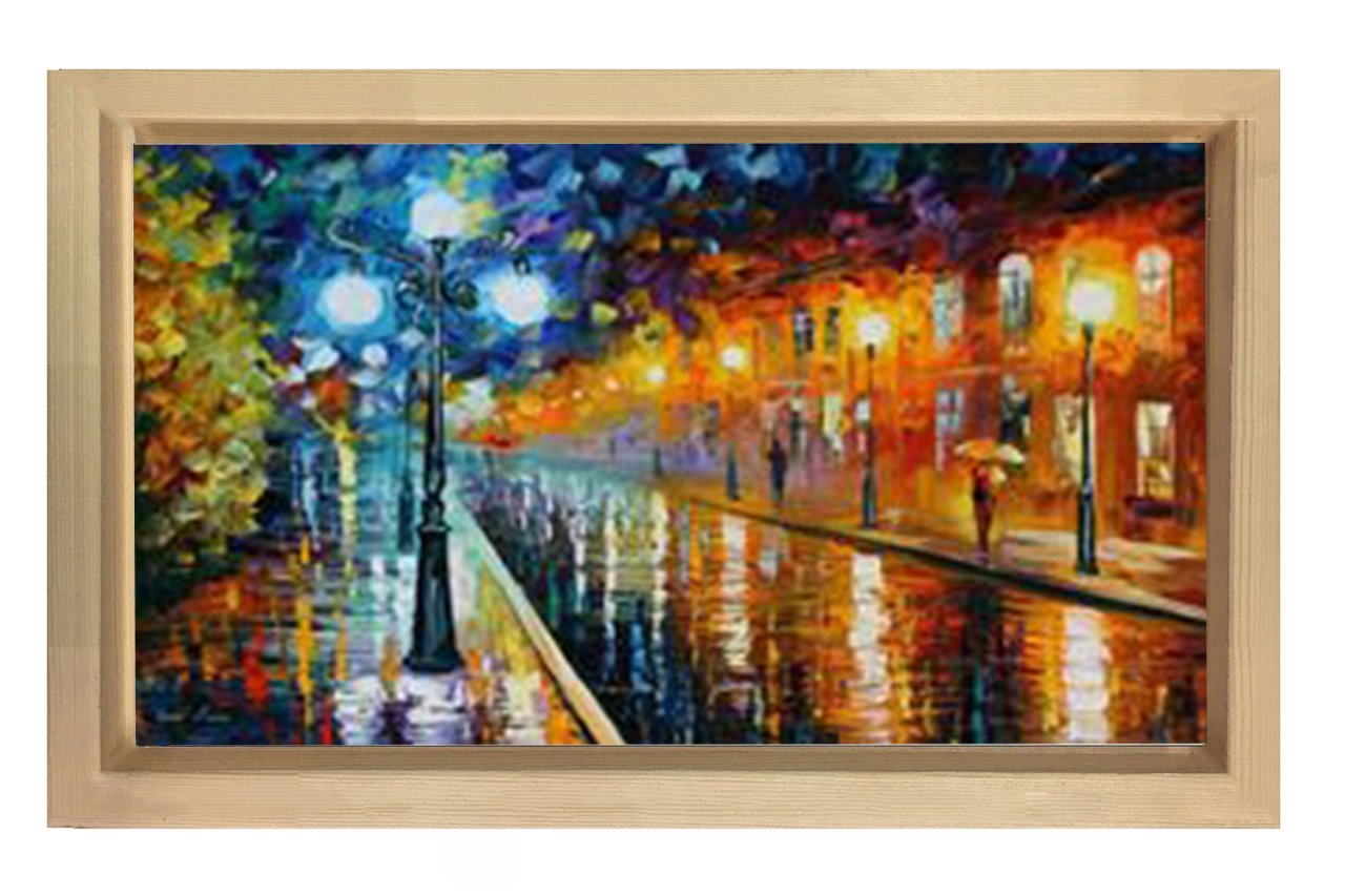 Gece Sokakları Tablosu Naturel Ahşap - 100x200