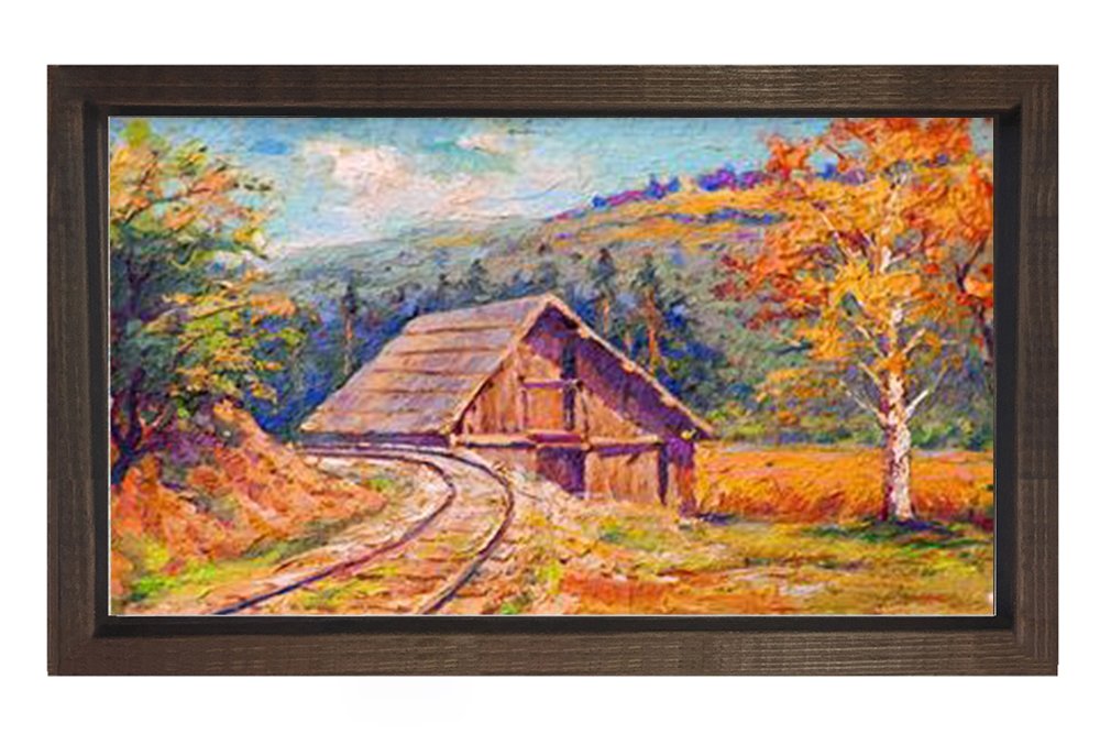 Sonbahar Manzarası Tablosu Kahverengi Ahşap - 50x90