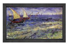 Saintes-Maries Deniz Manzarası Tablosu Siyah Ahşap Çerçeve - 100x200