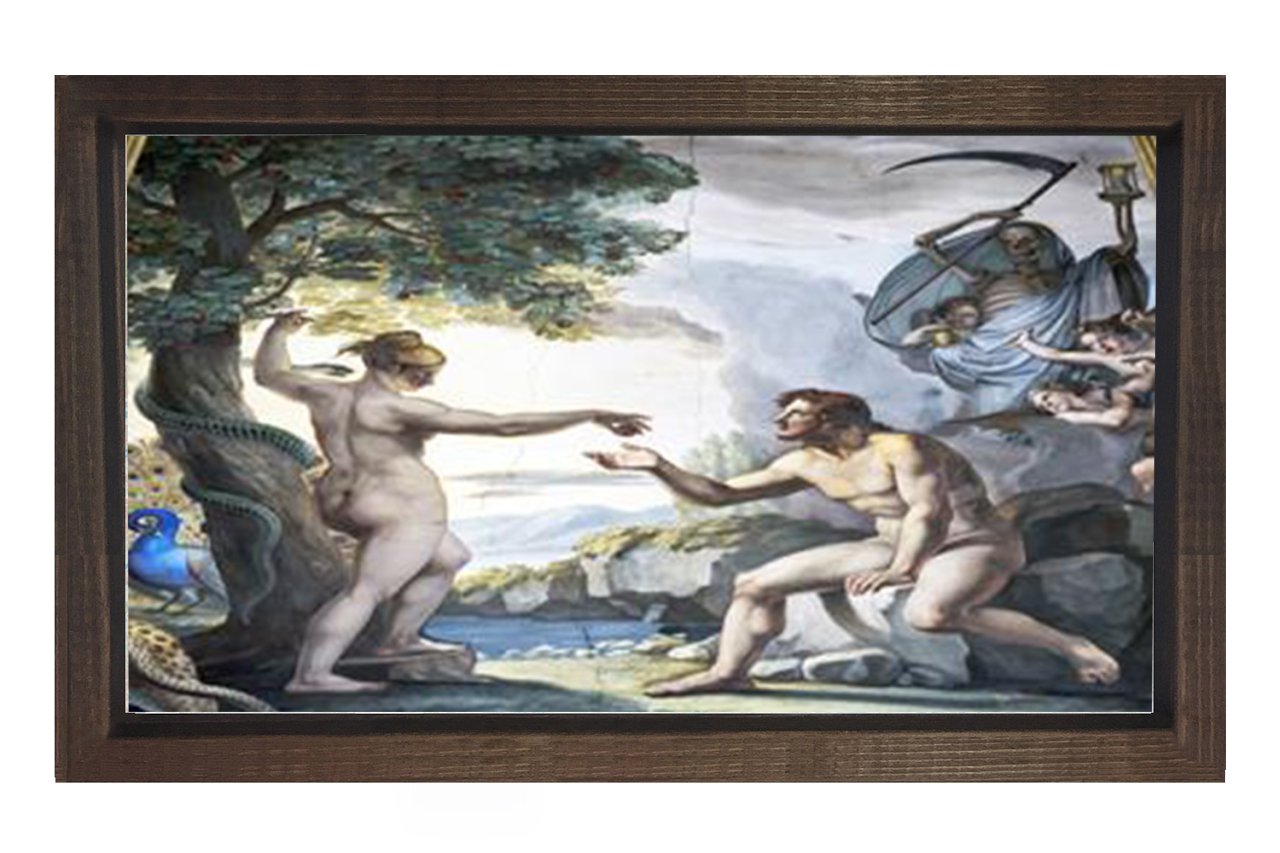 Kadın Ve Adam Doğada Tablosu Kahverengi Ahşap Çerçeve - 50x70