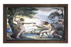 Kadın Ve Adam Doğada Tablosu Kahverengi Ahşap Çerçeve - 50x70