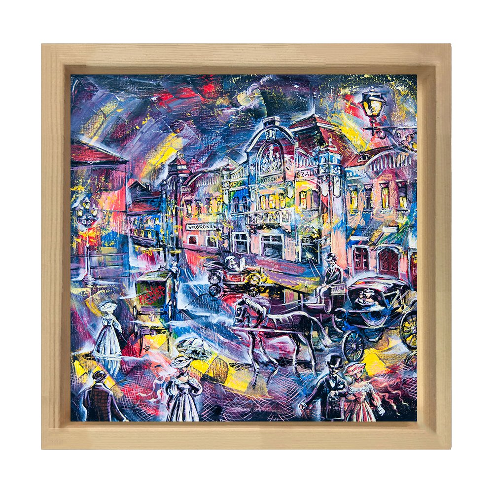Soyut Reprodüksiyon Tablosu Naturel Ahşap Çerçeve - 70x70