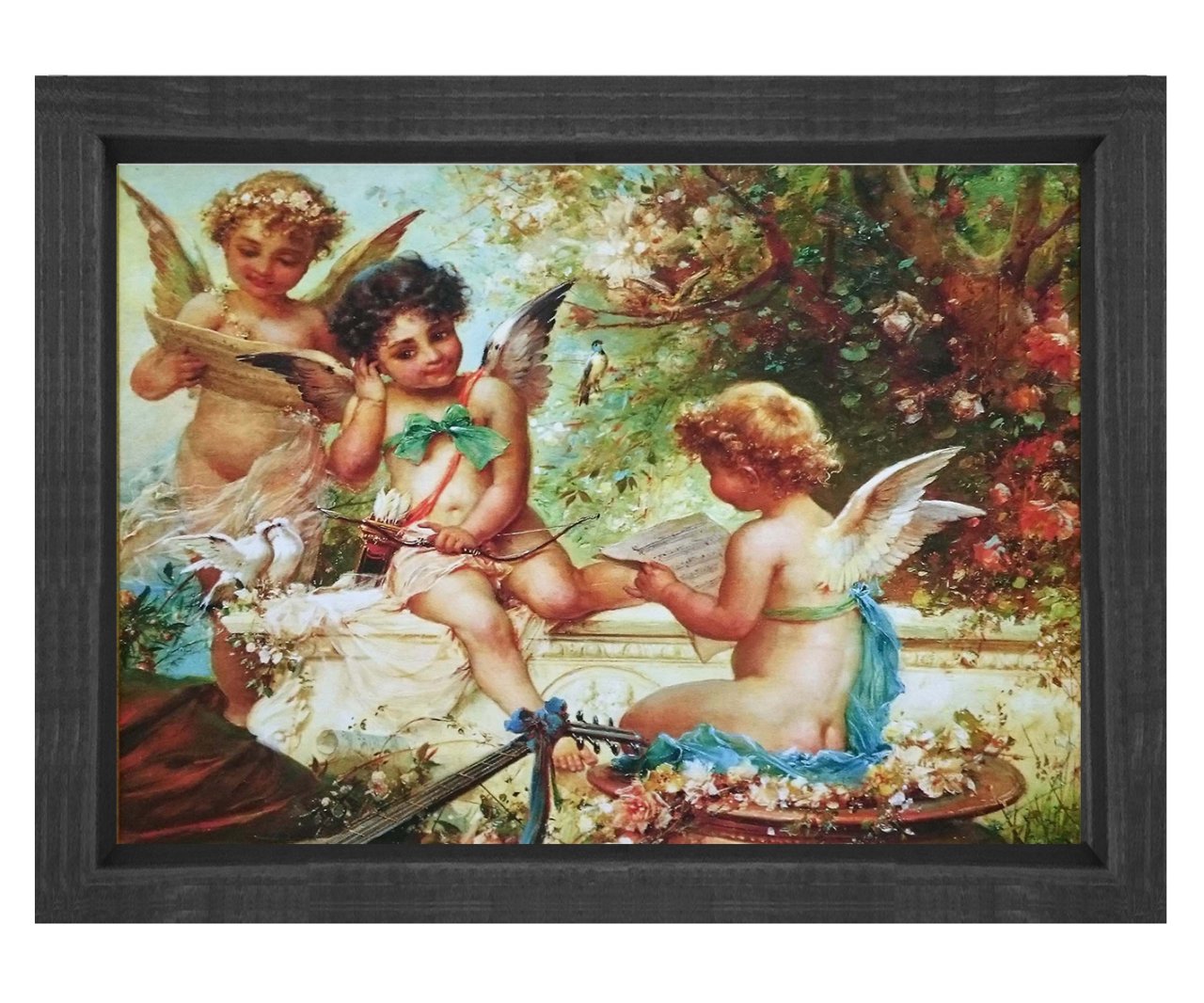 Hans Zatzka - The Yaşamın Baharı Tablosu Siyah Ahşap Çerçeve - 50x90