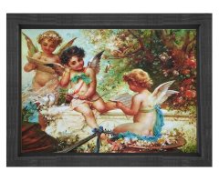Hans Zatzka - The Yaşamın Baharı Tablosu Siyah Ahşap Çerçeve - 50x90