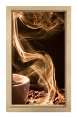 Sıcak Kahve Tablosu Naturel Ahşap Çerçeve - 50x70