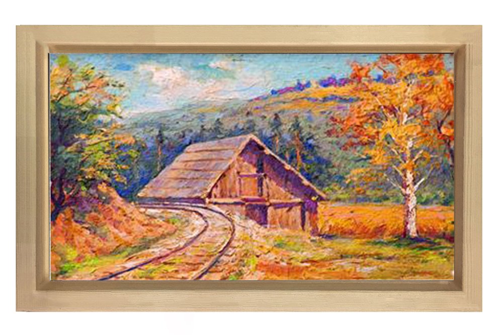 Sonbahar Manzarası Tablosu Naturel Ahşap - 100x150