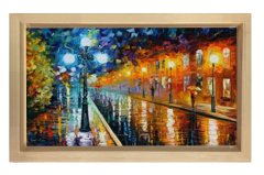 Gece Sokakları Tablosu Naturel Ahşap - 50x70