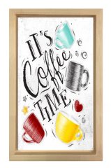 Kahve Zamanı Coffee Time Tablosu Naturel Ahşap - 50x70