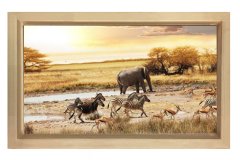 Zebra Ve Fil Tablosu Naturel Ahşap Çerçeve - 100x200