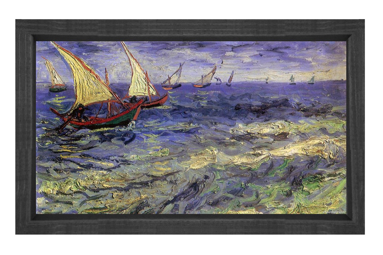 Saintes-Maries Deniz Manzarası Tablosu Siyah Ahşap Çerçeve - 50x90