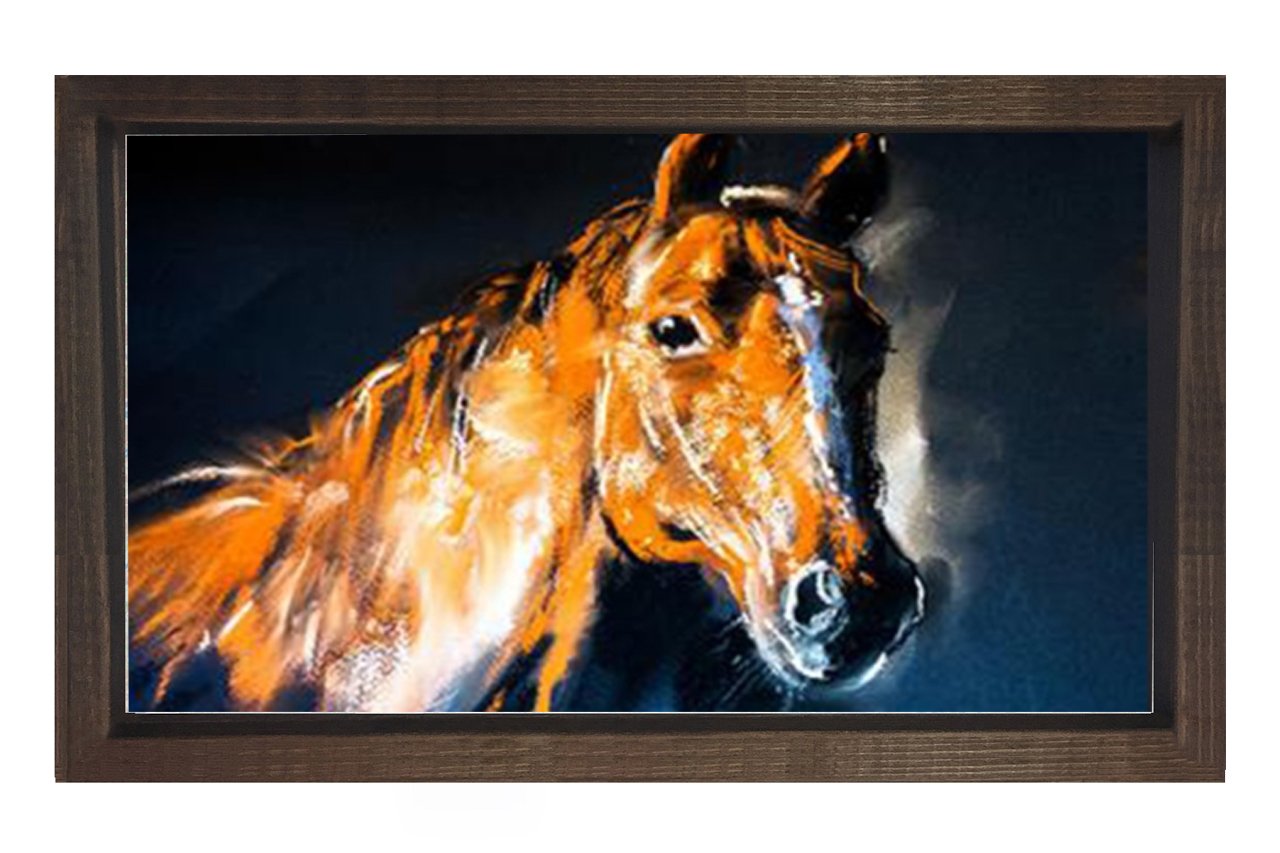 At Portre Tablosu Kahverengi Ahşap - 40x60