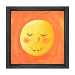 Güneş Gülen Tablosu Siyah Ahşap Çerçeve - 50x50