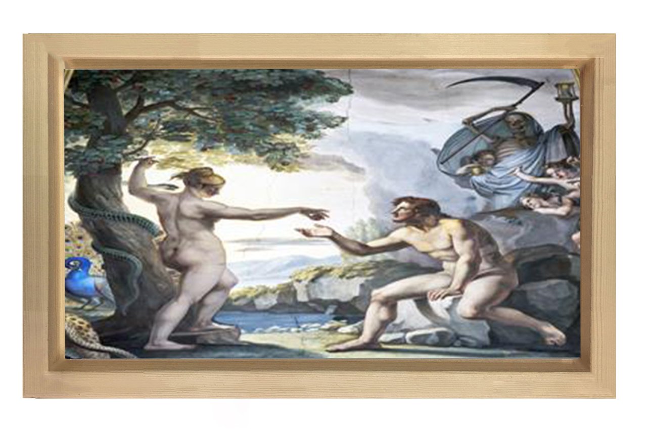 Kadın Ve Adam Doğada Tablosu Naturel Ahşap Çerçeve - 45x30