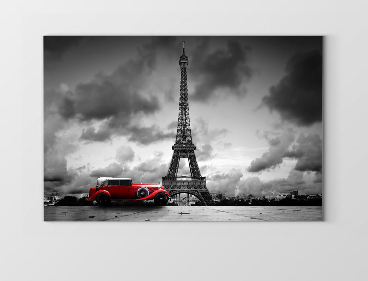 Eiffel Kulesi  Siyah-Beyaz Tablosu Çerçevesiz - 50x90