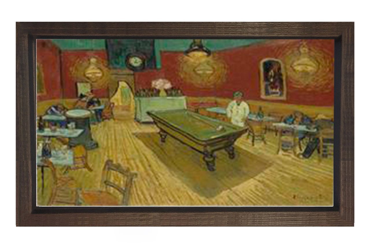 Gece Kafesi Tablosu Kahverengi Ahşap Çerçeve - 45x30