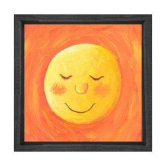 Güneş Gülen Tablosu Siyah Ahşap Çerçeve - 70x70