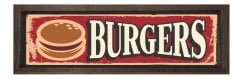 Burger Restoran Afiş Tablosu Kahverengi Ahşap Çerçeve - 180x60