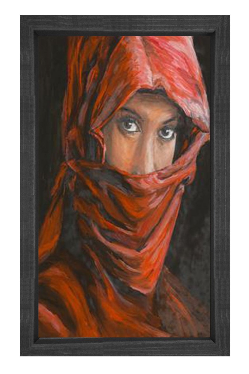 Arap Kadını Tablosu Siyah Ahşap Çerçeve - 45x30