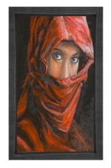 Arap Kadını Tablosu Siyah Ahşap Çerçeve - 45x30