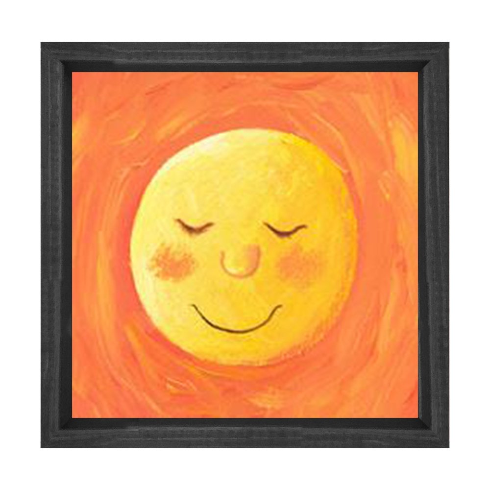 Güneş Gülen Tablosu Siyah Ahşap Çerçeve - 80x80