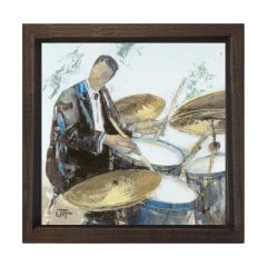 Müzisyenler Tablosu Kahverengi Ahşap Çerçeve - 50x90