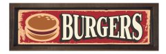 Burger Restoran Afiş Tablosu Kahverengi Ahşap Çerçeve - 200x70