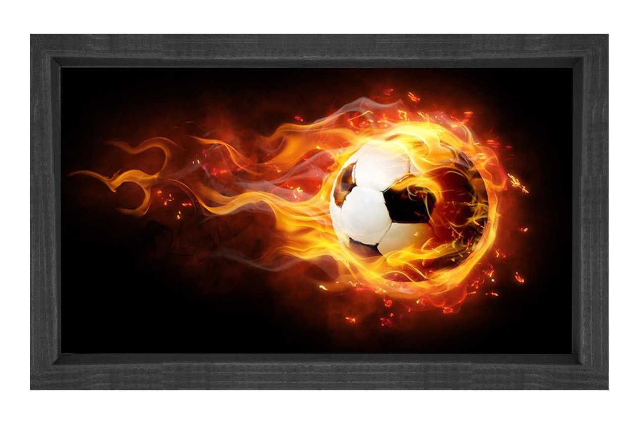 Yanan Futbol Topu Tablosu Siyah Ahşap - 50x90