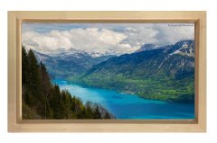 Dağ Orman Nehir Tablosu Naturel Ahşap Çerçeve - 50x90
