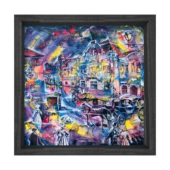 Soyut Reprodüksiyon Tablosu Siyah Ahşap Çerçeve - 100x100