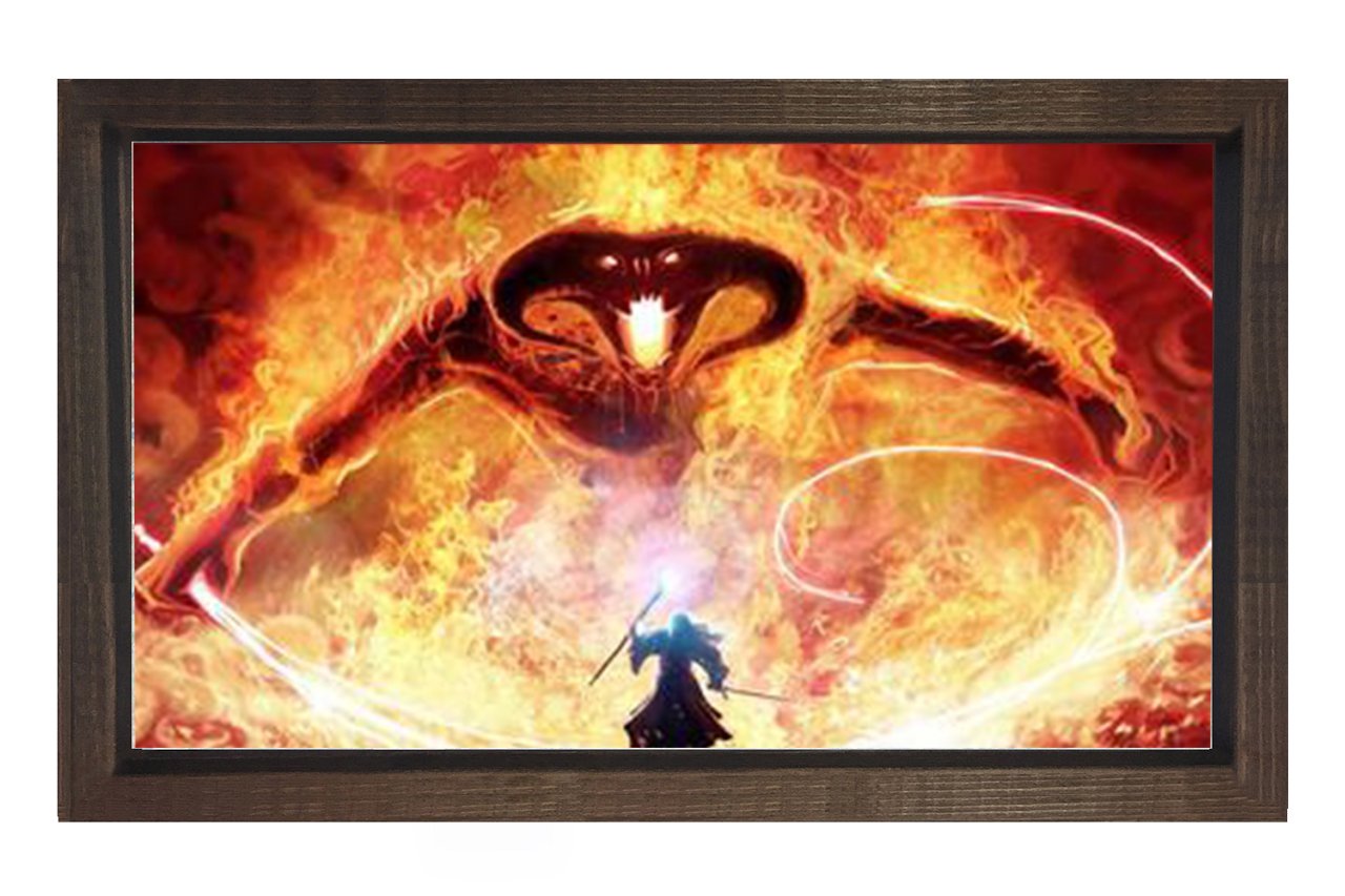 Baldrog VS Gandalf Tablosu Kahverengi Ahşap Çerçeve - 100x200