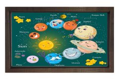Güneş Sistemi Tablosu Kahverengi Ahşap - 40x60