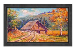 Sonbahar Manzarası Tablosu Siyah Ahşap - 50x70