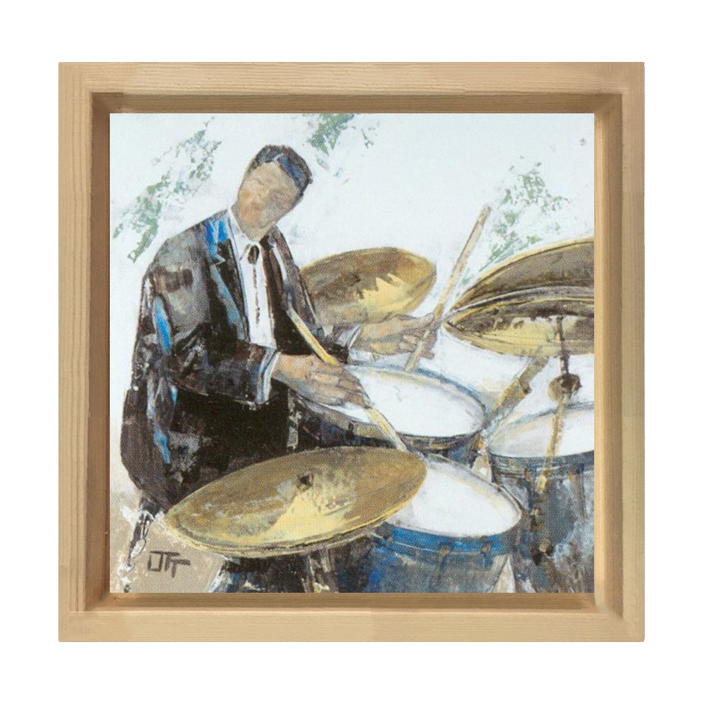 Müzisyenler Tablosu Naturel Ahşap Çerçeve - 40x60