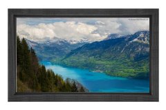 Dağ Orman Nehir Tablosu Siyah Ahşap Çerçeve - 100x200