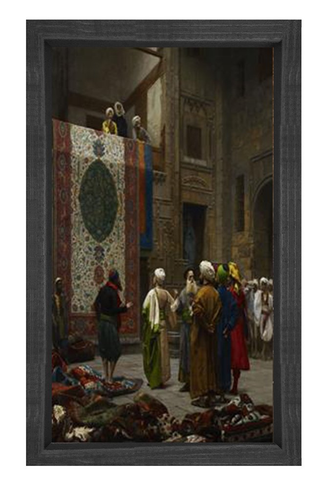 Halı Tüccarı Tablosu Siyah Ahşap - 45x30