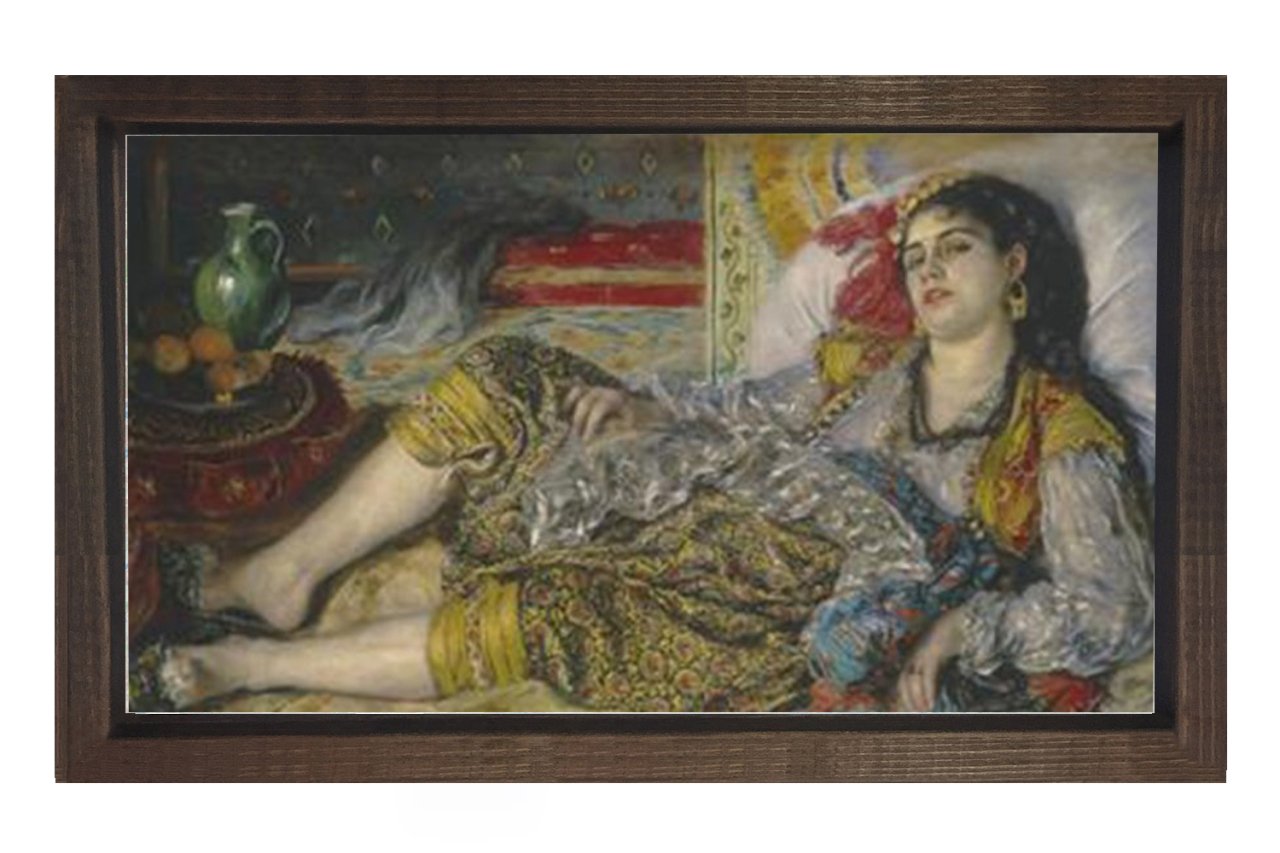 Oryantalist Yasak Aşk Kadını Tablosu Kahverengi Ahşap Çerçeve - 40x60