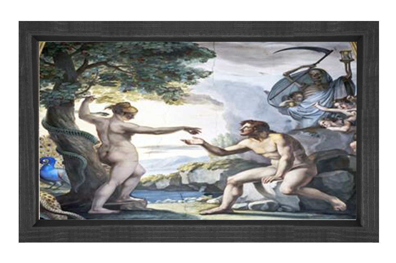 Kadın Ve Adam Doğada Tablosu Siyah Ahşap Çerçeve - 50x90