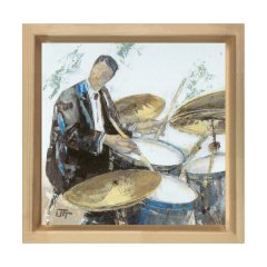 Müzisyenler Tablosu Naturel Ahşap Çerçeve - 50x90