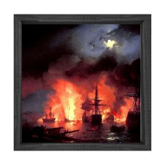 Çeşme Baskını Siyah Ahşap Çerçeve - 100x100