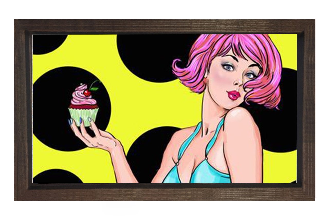 Tatlı Ve Kadın Tablosu Kahverengi Ahşap Çerçeve - 40x60