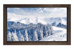 Karlı Dağ Manzarası Tablosu Kahverengi Ahşap Çerçeve - 45x30
