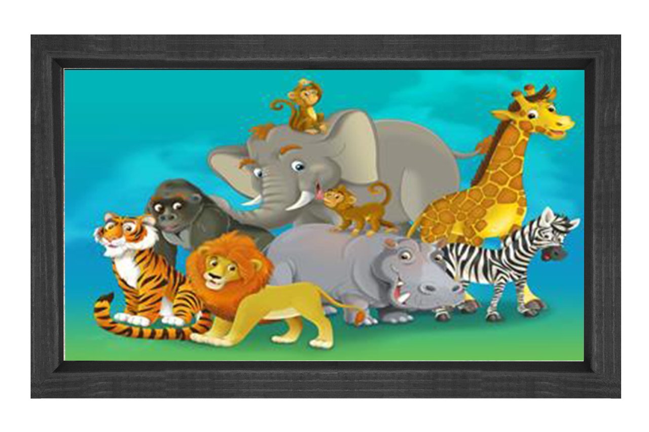 Hayvanlar  Tablosu Siyah Ahşap Çerçeve - 40x60