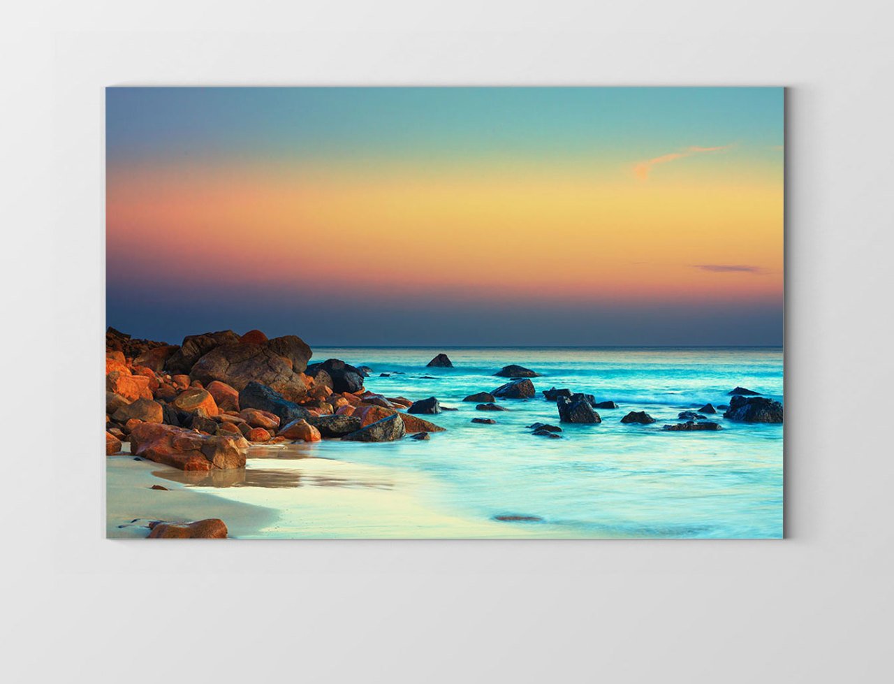Deniz Kayalık Manzarası Tablosu Çerçevesiz - 100x150