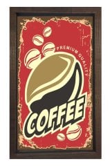 Kahve Coffee Vintege Afişi Tablosu Kahverengi Ahşap Çerçeve - 45x30