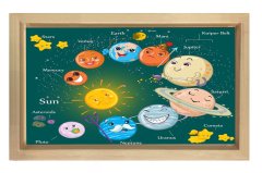 Güneş Sistemi Tablosu Naturel Ahşap - 45x30