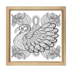 Kuğu Boyama Tablo Tablosu Naturel Ahşap Çerçeve - 30x30