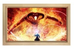 Baldrog VS Gandalf Tablosu Naturel Ahşap Çerçeve - 45x30