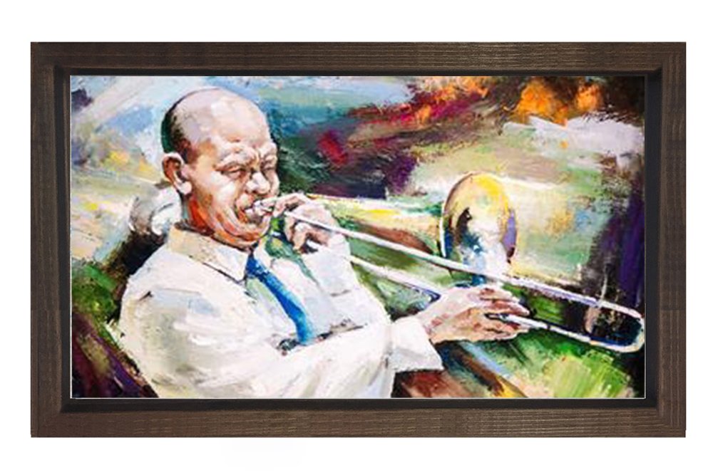 Müzisyen Tablosu Kahverengi Ahşap Çerçeve - 70x100