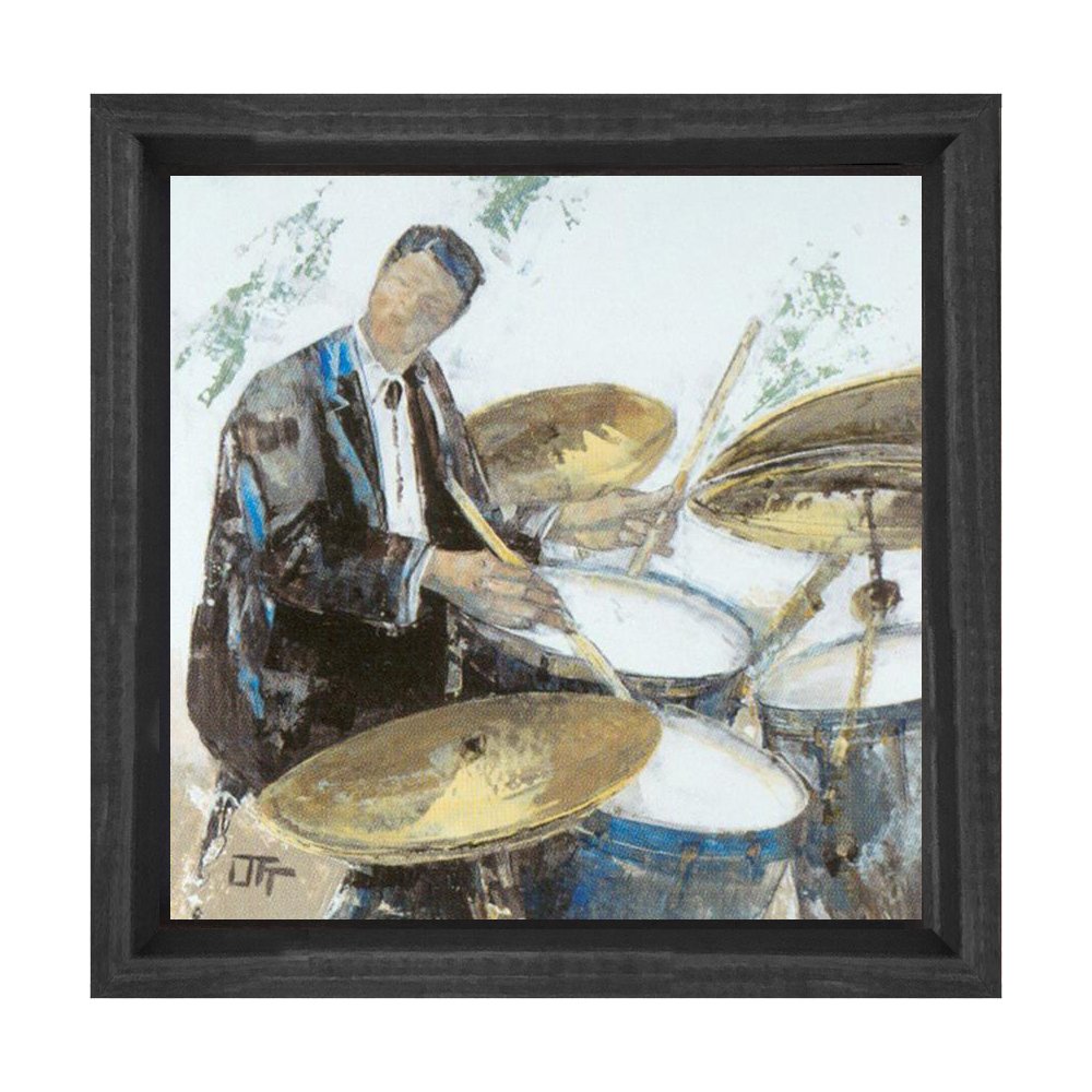 Müzisyenler Tablosu Siyah Ahşap Çerçeve - 45x30