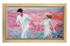 Aşıklar Manzarası Tablosu Naturel Ahşap Çerçeve - 70x100